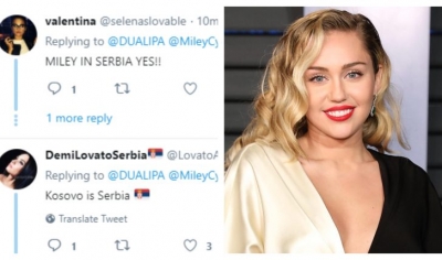Serbët nisin me komente plot urrejtje për ardhjen e Miley Cyrus në Kosovë