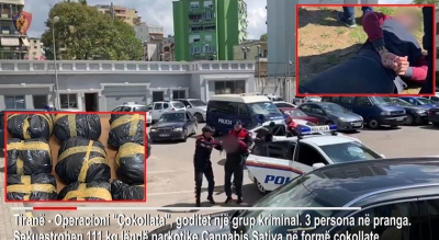 Tiranë, sekuestrohen 111 kg kanabis çokollatë, 3 të arrestuar