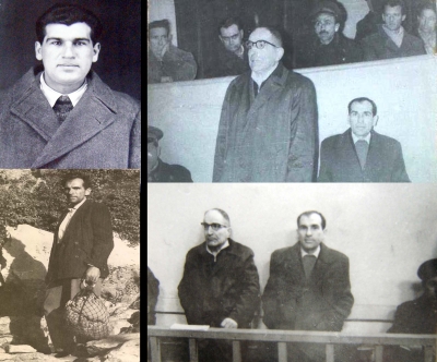 Fotografi e rinisë së Atë Zefit, si dhe foto e procesit të vitit 1968 i dënimit të tij bashkë me Dom Nikollë Mazrekun (duke folur në këmbë).