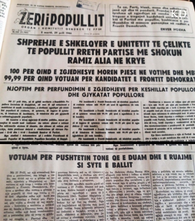 1986/Zgjedhjet vendore, “unitet i çeliktë me partinë”, 100% pjesëmarrja
