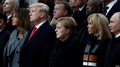 Trump në ceremoninë në Paris për fundin e Luftës së Parë Botërore, morën pjese 60 kryetarë shtetesh