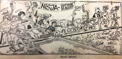Karikatura e Bujar Kapexhiut për zgjedhjet e 31 marsit 1991
