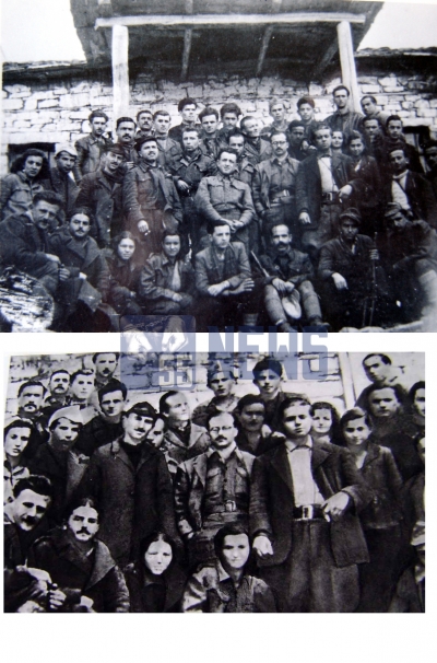 Fotoja në mars 1944 në Panarit. Sipër origjinali e poshtë varianti i retushuar në librin &quot;Enveri ynë&quot;, Tiranë 1988