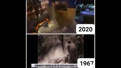 Në vitin 1967 etërit duke shembur kulte, kisha dhe xhamia dhe sot bijte e tyre duke shemb kultet e artit.