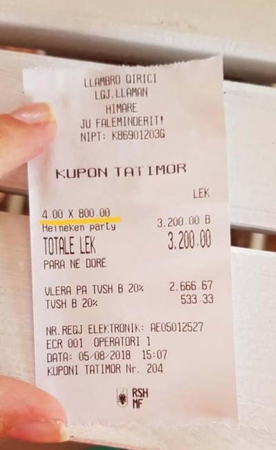 Çmenduri me çmimet në bregdetin e jugut, një shishe birrë 800 lek