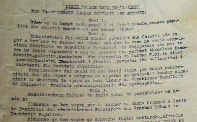 Ligji i vitit 1946 “Mbi fajet penale kontra popullit dhe shtetit”, “paketa” e parë “antishpifje”