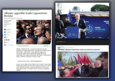 Mediat ndërkombëtare: Goditet lideri i opozitës Sali Berisha në protestën kundër Edi Ramës