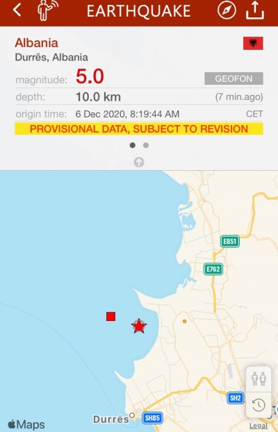 Lëkundje tërmeti në vend, epiqendra në detin Adriatik, ja sa ishte magnituda