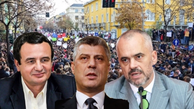 Protestat/ Albin Kurti nga Tirana: Erdhi ora për të larguar Ramën e Thaçin