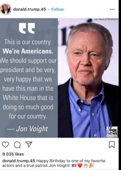 Aktori i madh Jon Voight babai i Anxhelina Jolie në mbështetje të Trump