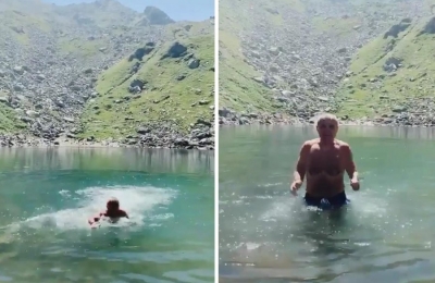 VIDEO/ Meta përshëndet nga malet, noton në liqenin 2180 metra mbi nivelin e detit