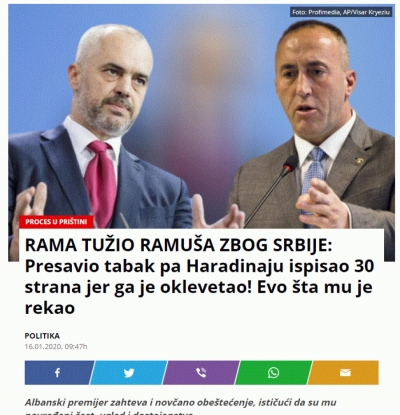 FOTO/ Mediat serbe në festë pas padisë së Ramës për Haradinajn