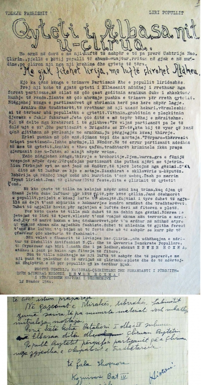 Trakti i shpërdarë më 12.11.1944 dhe kujtimet e komisarit të batalionit të brigadës së 15