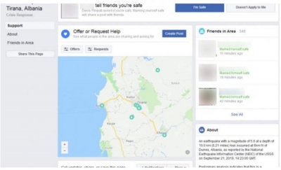 Pas tërmetit në Shqipëri, ja çfarë bëri Facebook