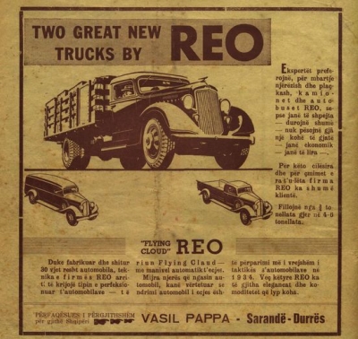 Reklamë e vitit 1936 për shitjen e automobilave