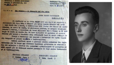 Njoftimi i vdekjes në kampin e Spaçit dhe një foto e hershme e Zef Ashtës në moshën 19-vjeçare