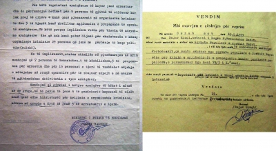 Pjesë e raporteve të vitit 1977 si dhe arrestimi ndaj Luftëtar Protoduari. Siç shihet nuk ka akuzë diversioni