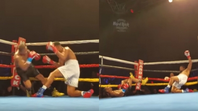 Video/ Nuk i mbajnë këmbët, dy boksierët bien &quot;knock-out&quot; njëkohësisht